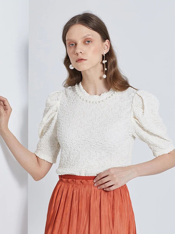 慕拉女装2023春夏季白色T恤