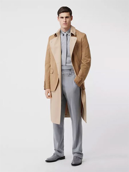 BUEBELLY男装2023春夏季卡其色大衣