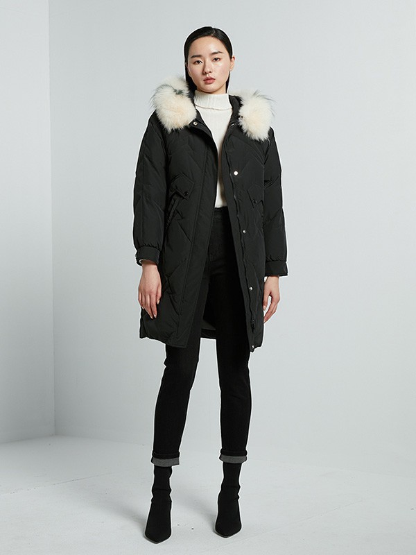 吉芬女装2022秋冬季黑色棉服