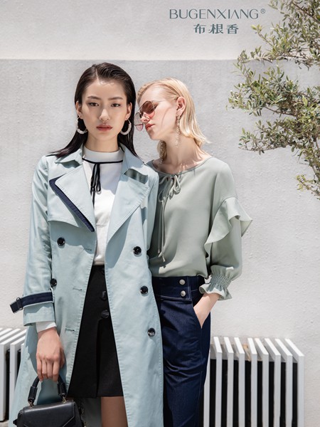 布根香女装2023秋冬季绿色大衣