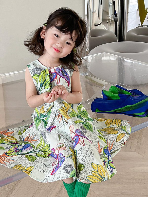 麦与童装2023春夏季白色连衣裙