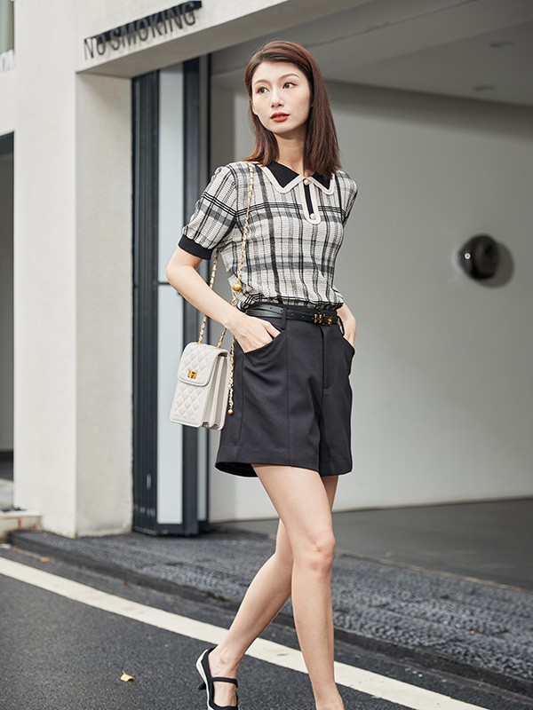 卡蔓2023春夏季黑色短裤