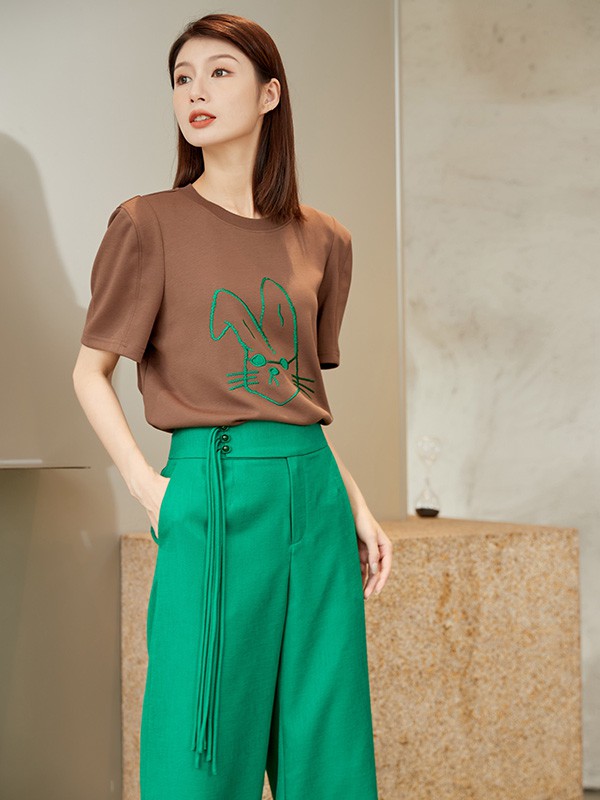 卡蔓女装2023春夏季绿色半身裙