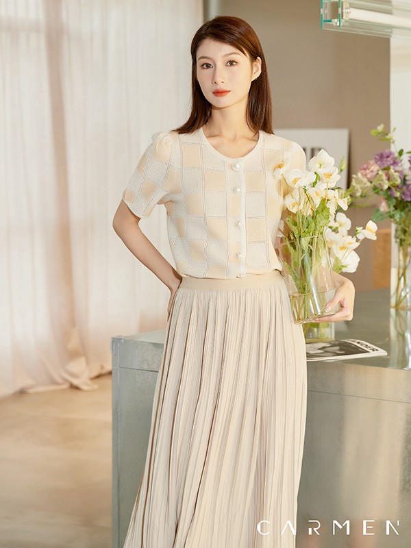 卡蔓女装2023春夏季白色长裙