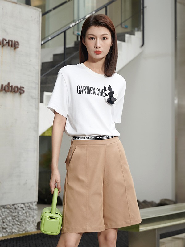 卡蔓.郑女装2023春夏季白色T恤