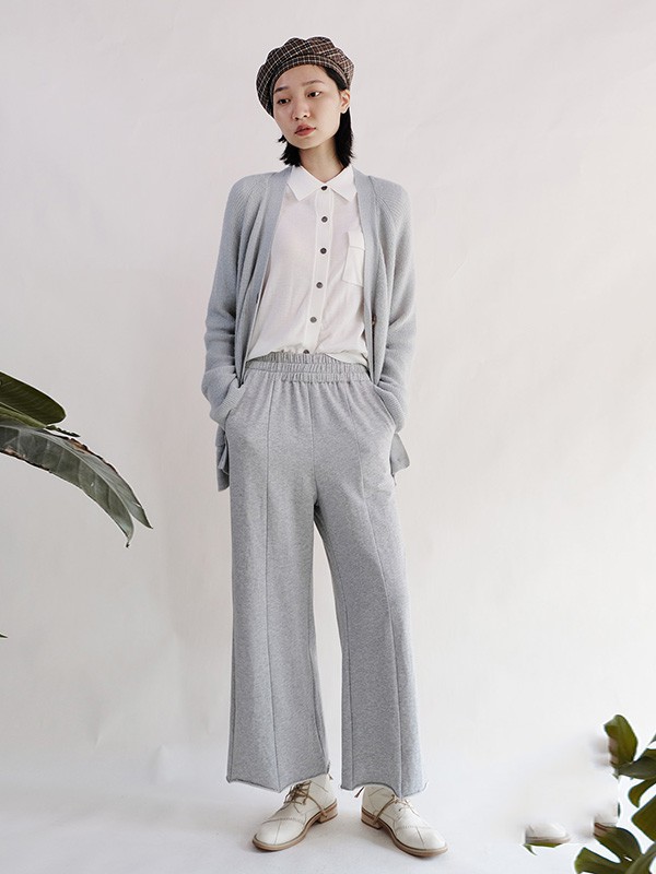 YES2023春夏季灰色阔腿裤