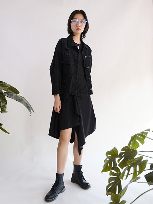 YES2023春夏季黑色连衣裙