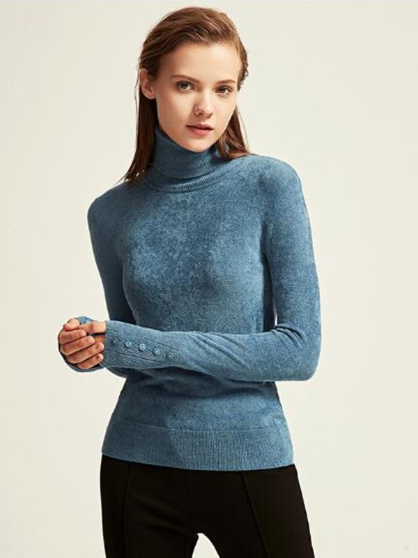 慕托丽女装2022秋冬季蓝色针织衫