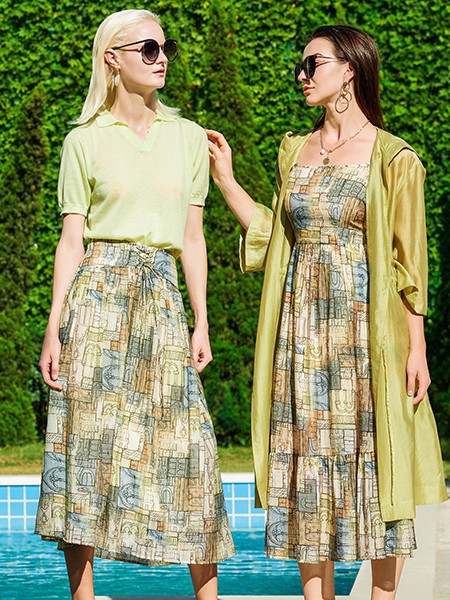 例格女装2023春夏季绿色polo衫