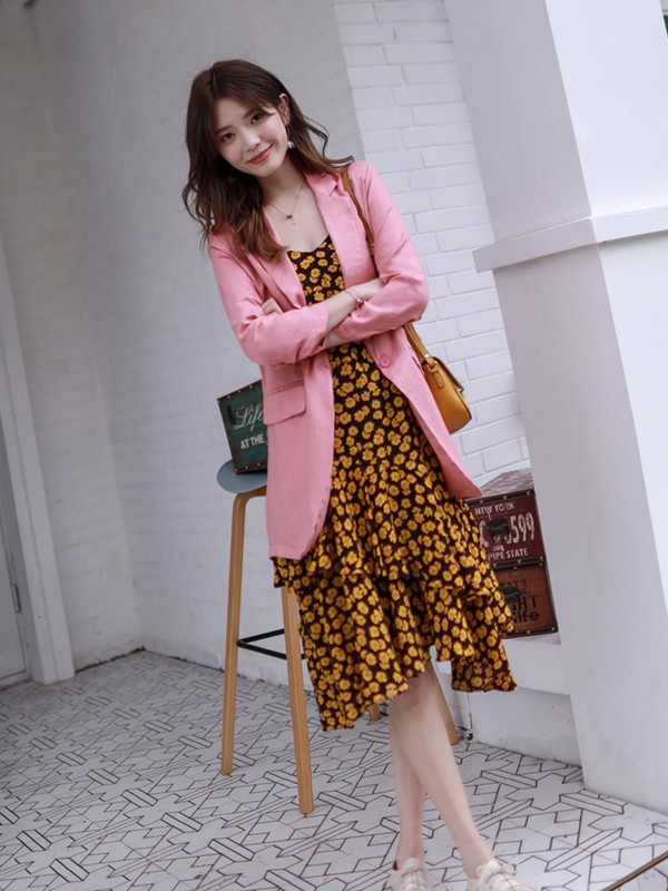 永恒颜色女装2023春夏季咖啡色吊带裙