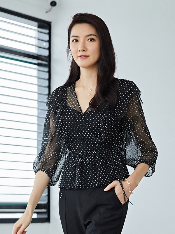 永恒颜色女装2023春夏季黑色衬衫