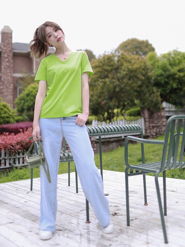 永恒颜色女装2023春夏季绿色T恤