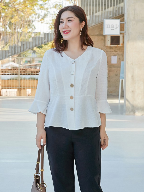 纤莉秀女装2023春夏季白色衬衫