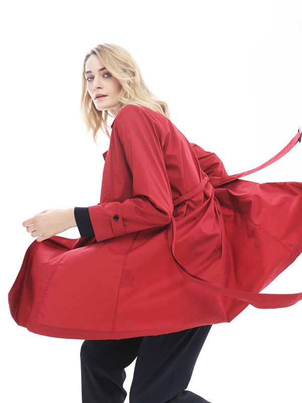 罗兰伊杜女装2023春夏季红色风衣