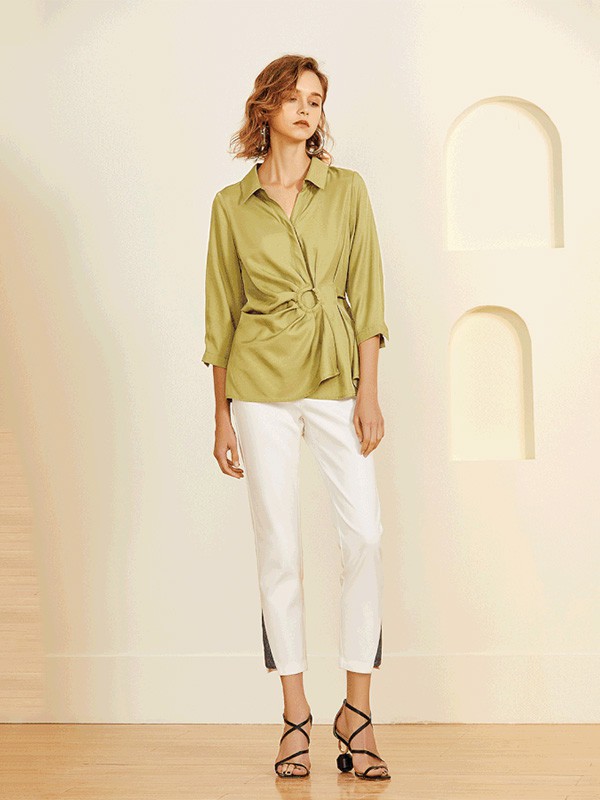 名歌女装2023春夏季白色长裤