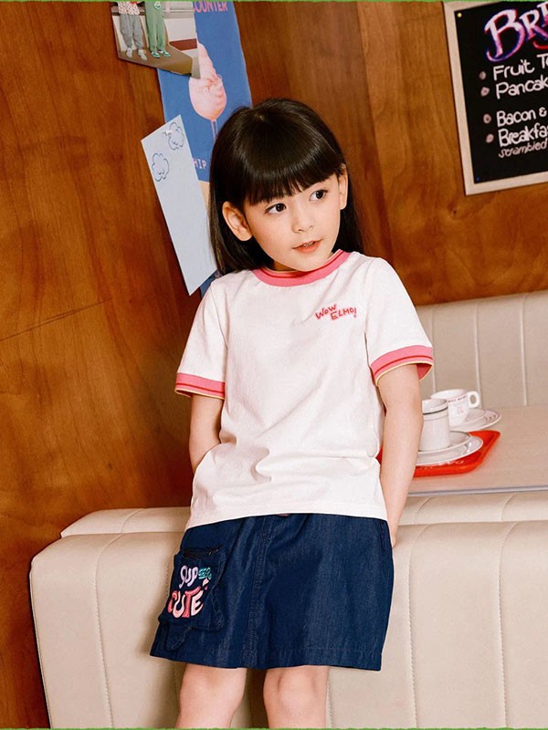 马拉丁童装2023春夏季白色T恤