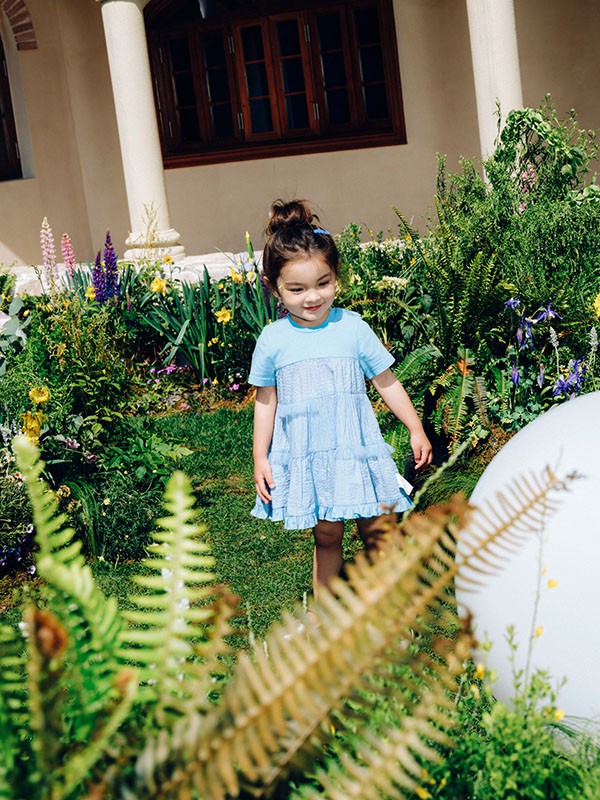 马拉丁童装2023春夏季蓝色连衣裙