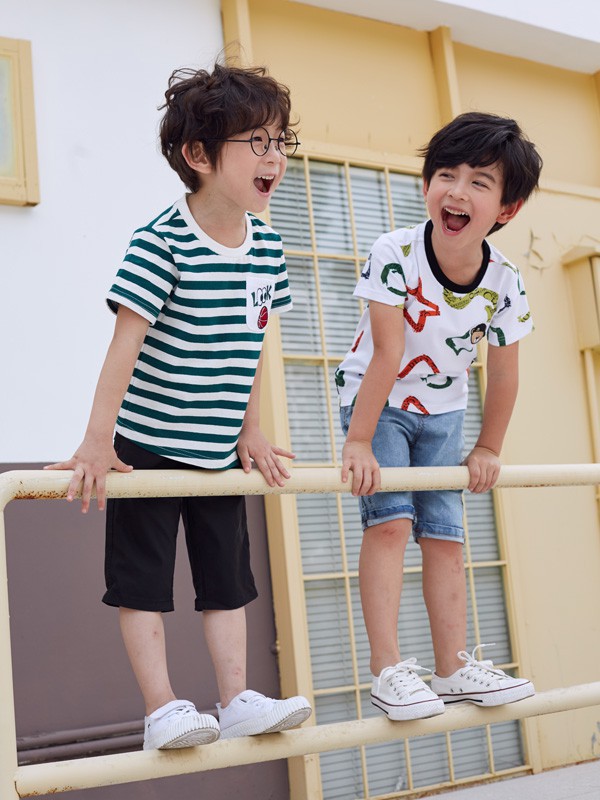 嗒嘀嗒童装2023春夏季白色T恤