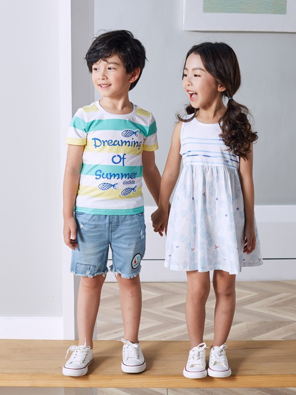 嗒嘀嗒童装2023春夏季白色吊带裙