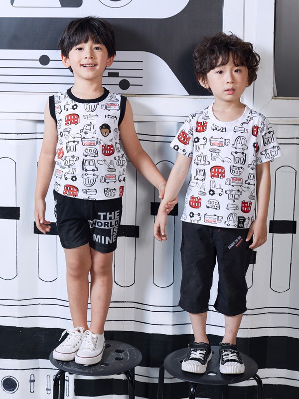 嗒嘀嗒童装2023春夏季白色背心