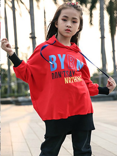 布衣班纳童装2023春夏季红色卫衣
