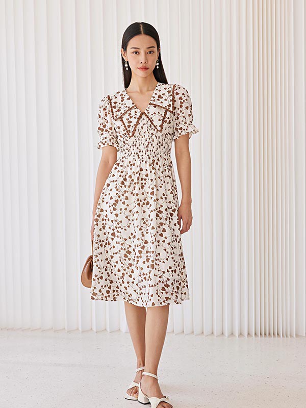 青稚女装2023春夏季白色连衣裙