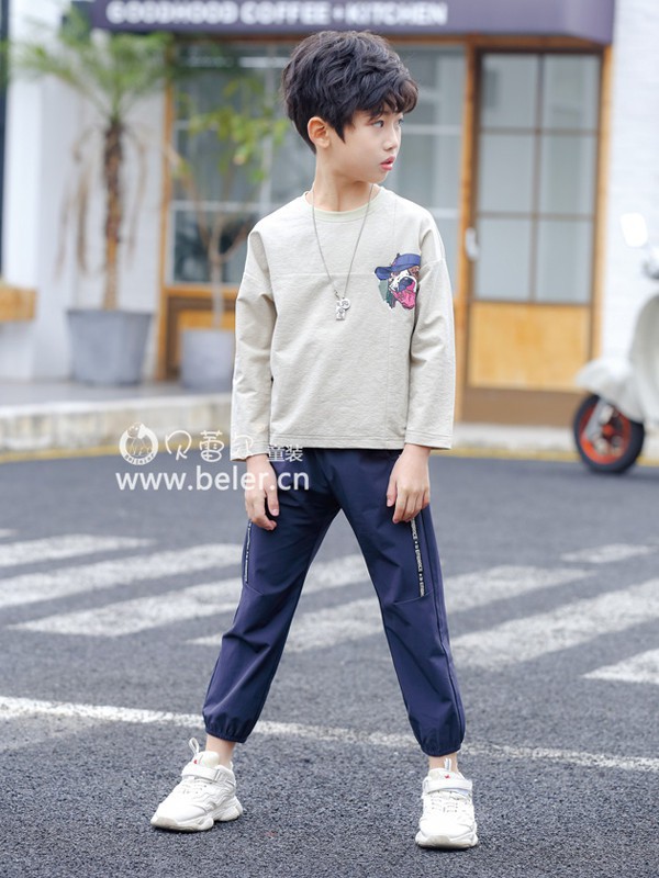 贝蕾尔童装2023春夏季藏蓝色长裤