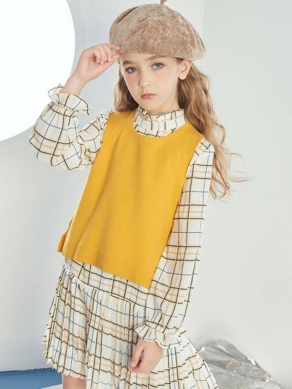 迪迪鹿童装2022秋冬季白色衬衫裙