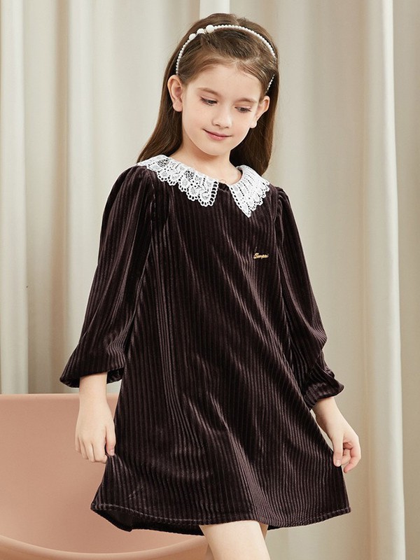 迪迪鹿童装2022秋冬季黑色连衣裙