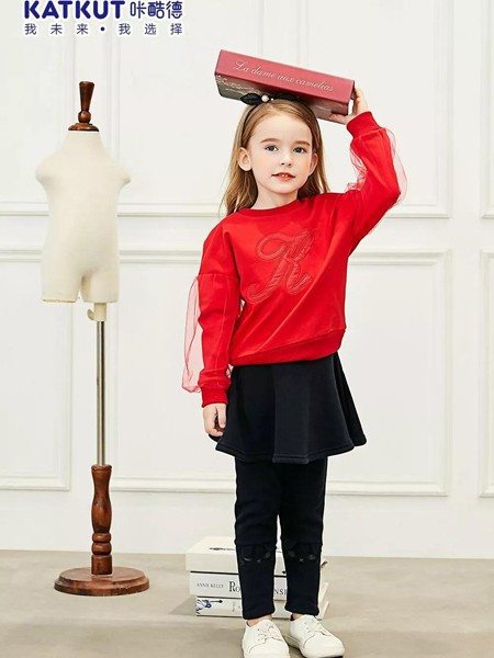 咔酷德童装2022秋冬季红色T恤