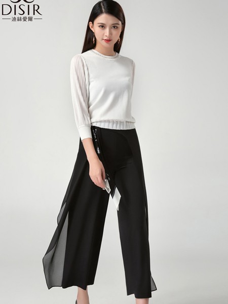 迪丝爱尔2023春夏季黑色阔腿裤