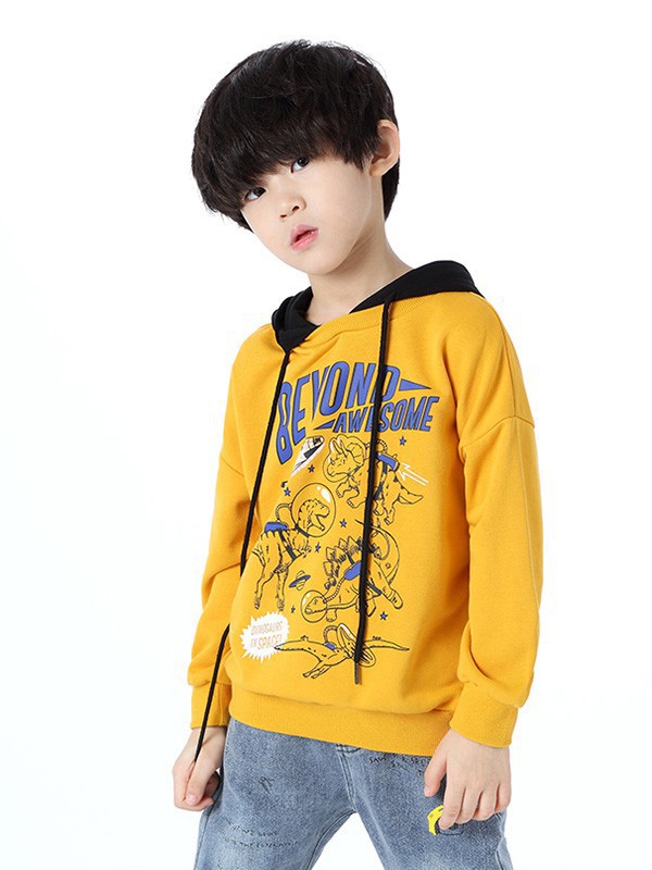 吉象贝儿童装2023春夏季橙色卫衣