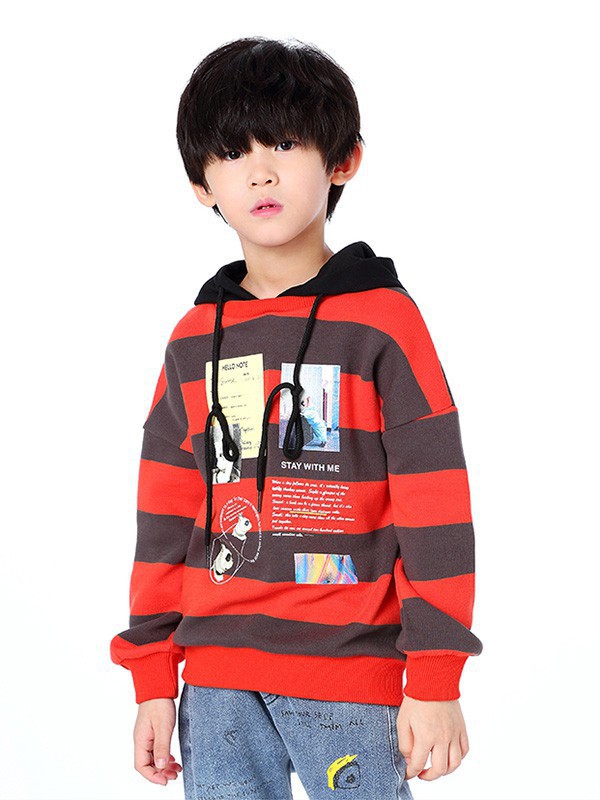 吉象贝儿童装2023春夏季红色卫衣