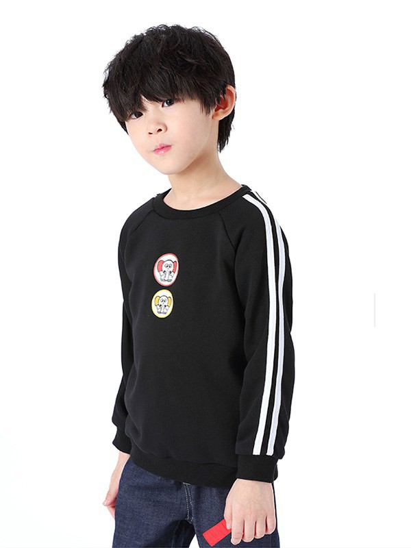 吉象贝儿童装2023春夏季黑色T恤