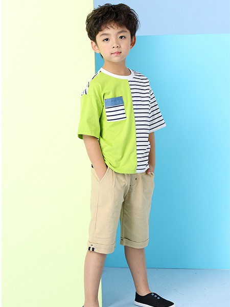 吉象贝儿童装2023春夏季卡其色短裤