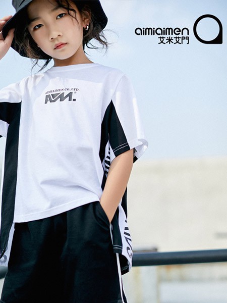艾米艾门童装2023春夏季白色T恤