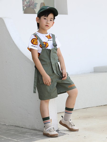 艾米艾门童装2023春夏季白色T恤