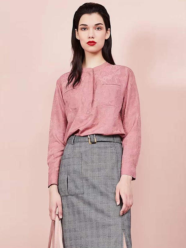 菲姿女装2023春夏季粉色T恤