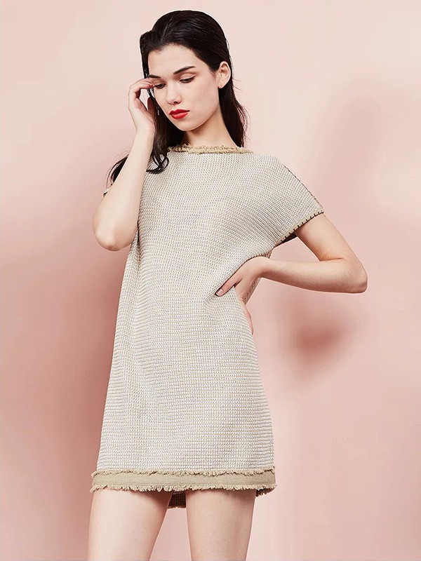 菲姿女装2023春夏季棕色连衣裙