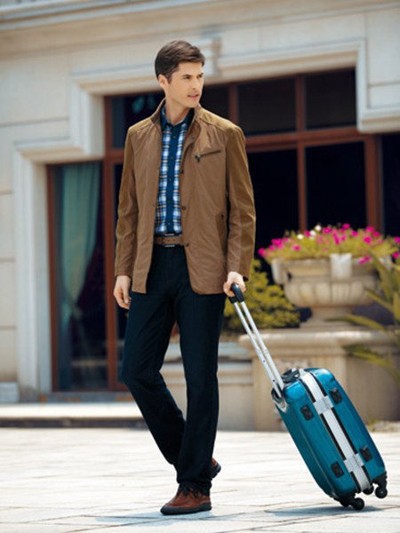 维多利保罗男装2023春夏季蓝色衬衫