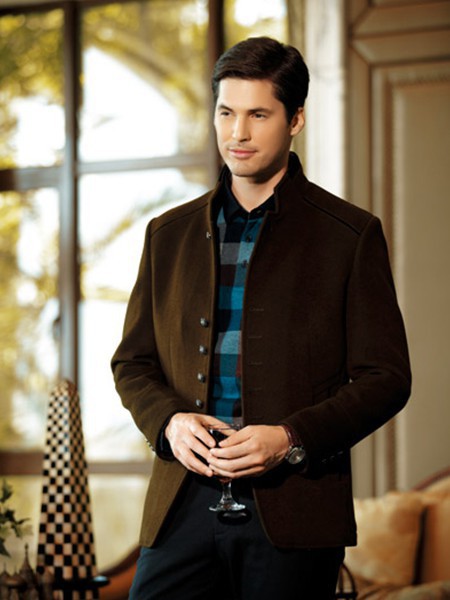 维多利保罗男装2023秋冬季黑色大衣