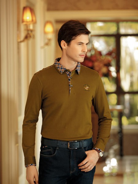 维多利保罗男装2023春夏季咖啡色polo衫