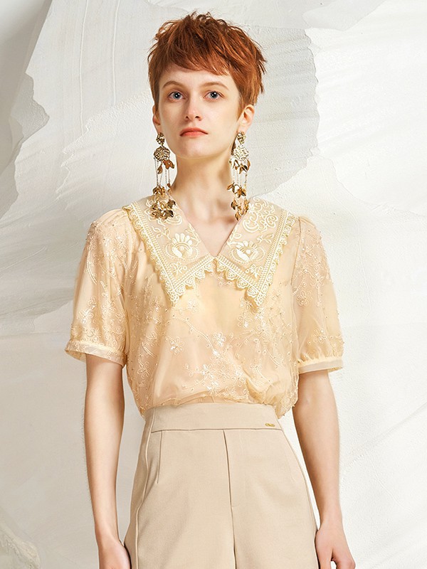 卓多姿2023春夏季黄色衬衫