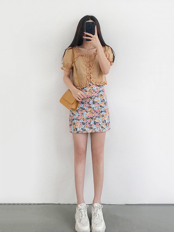 噢吔女装2023春夏季白色短裙