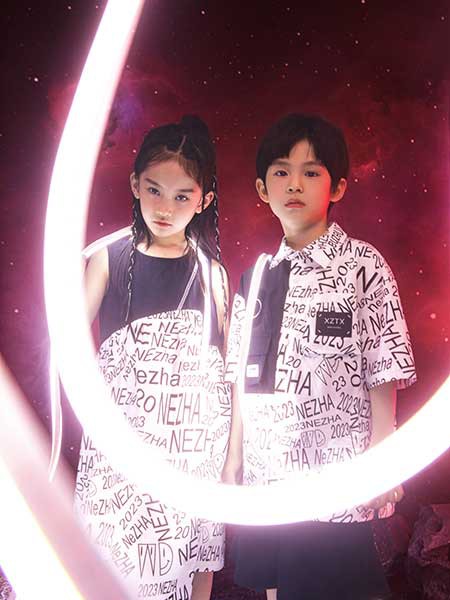 哪吒潮孩童装2023夏季白色套装