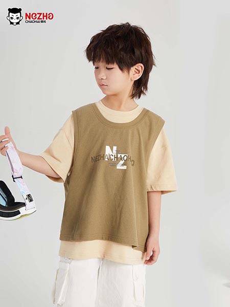 哪吒潮孩2023夏季拼色T恤