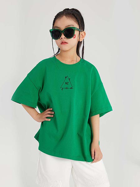 哪吒潮孩童装2023夏季绿色T恤
