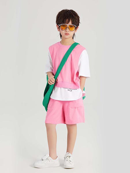 哪吒潮孩童装2023夏季拼色套装