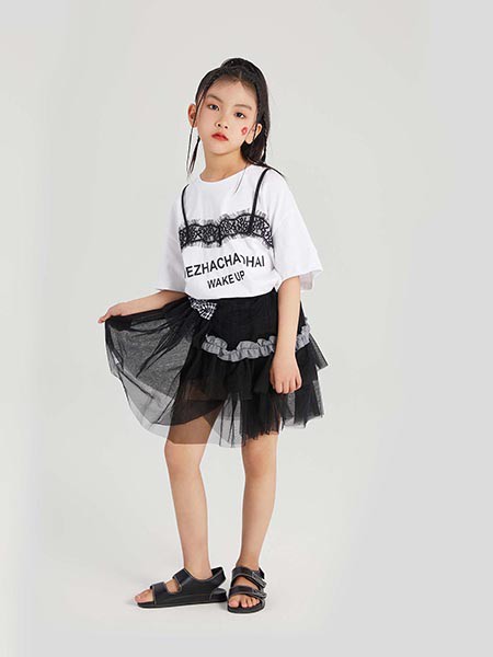 哪吒潮孩童装2023夏季白色套装