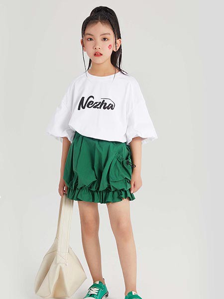 哪吒潮孩童装2023夏季白色T恤